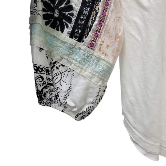 Free People Women's Tripoli Top Blouse Blush Combo Size XS White Excellent Cond. - Picture 7 of 10